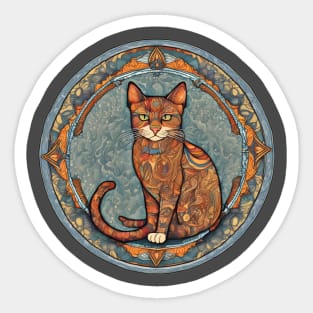 rug oriental pattern inspired cat motifs design Sticker